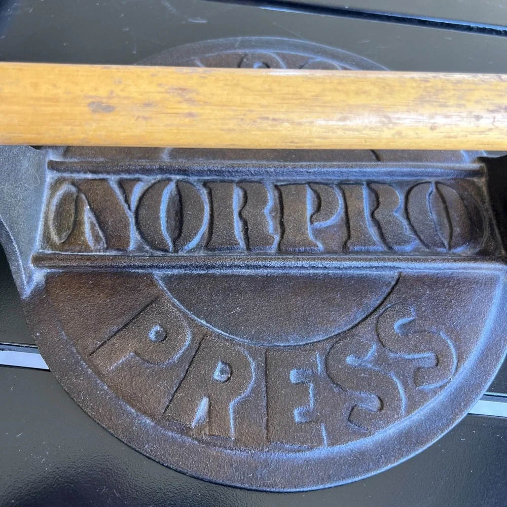 Cast Iron Grill Press NORPRO Vtg Heavy Duty Bacon Burger Meat Press Wood Handle